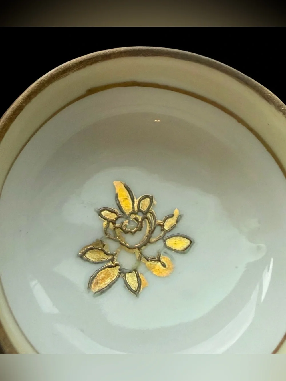 Antique Noritake Porcelain Sauce Gold Floral Ladle